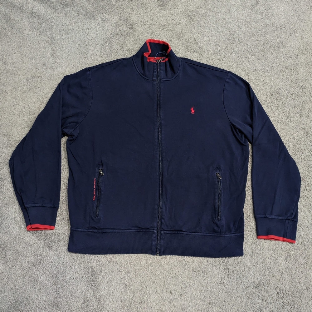 Polo Ralph Lauren Track Jacket Adult 2XL Blue Performance Cotton Pony Full Zip